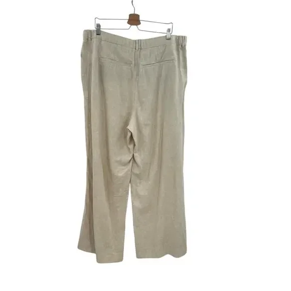 Abercrombie & Fitch Sloane Trouser Pants Linen Blend Khaki Tan Beige Size 34 18R - Picture 7 of 14